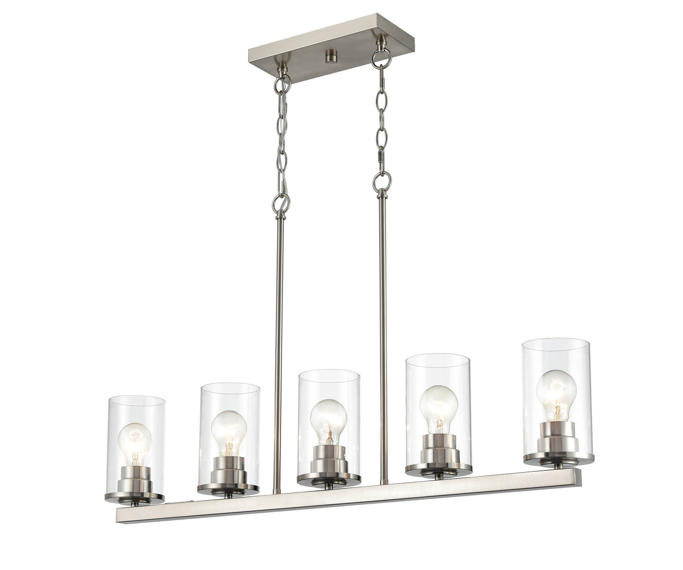 40-inch Verlana Brushed Nickel 5-Light Clear Glass Linear Chandelier