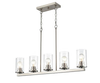 40-inch Verlana Brushed Nickel 5-Light Clear Glass Linear Chandelier