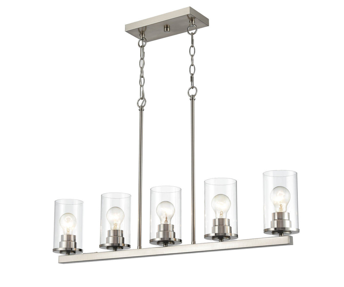 40-inch Verlana Brushed Nickel 5-Light Clear Glass Linear Chandelier