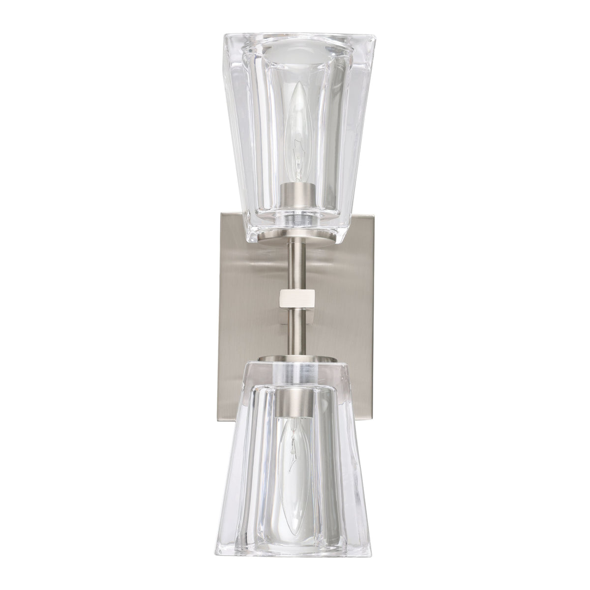 Valentin 13-inch 2-light Brushed Nickel Vanity Light with Clear Pressed Glass Shades