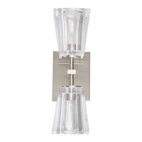 Valentin 13-inch 2-light Brushed Nickel Vanity Light with Clear Pressed Glass Shades