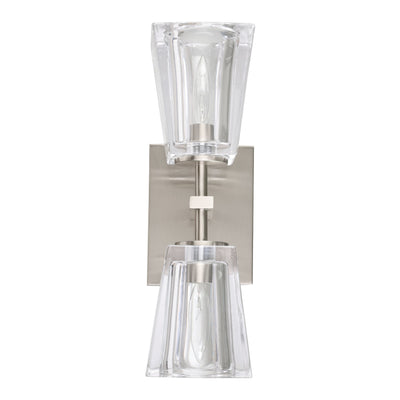 Valentin 13-inch 2-light Brushed Nickel Vanity Light with Clear Pressed Glass Shades