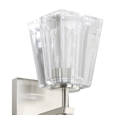Valentin 13-inch 2-light Brushed Nickel Vanity Light with Clear Pressed Glass Shades
