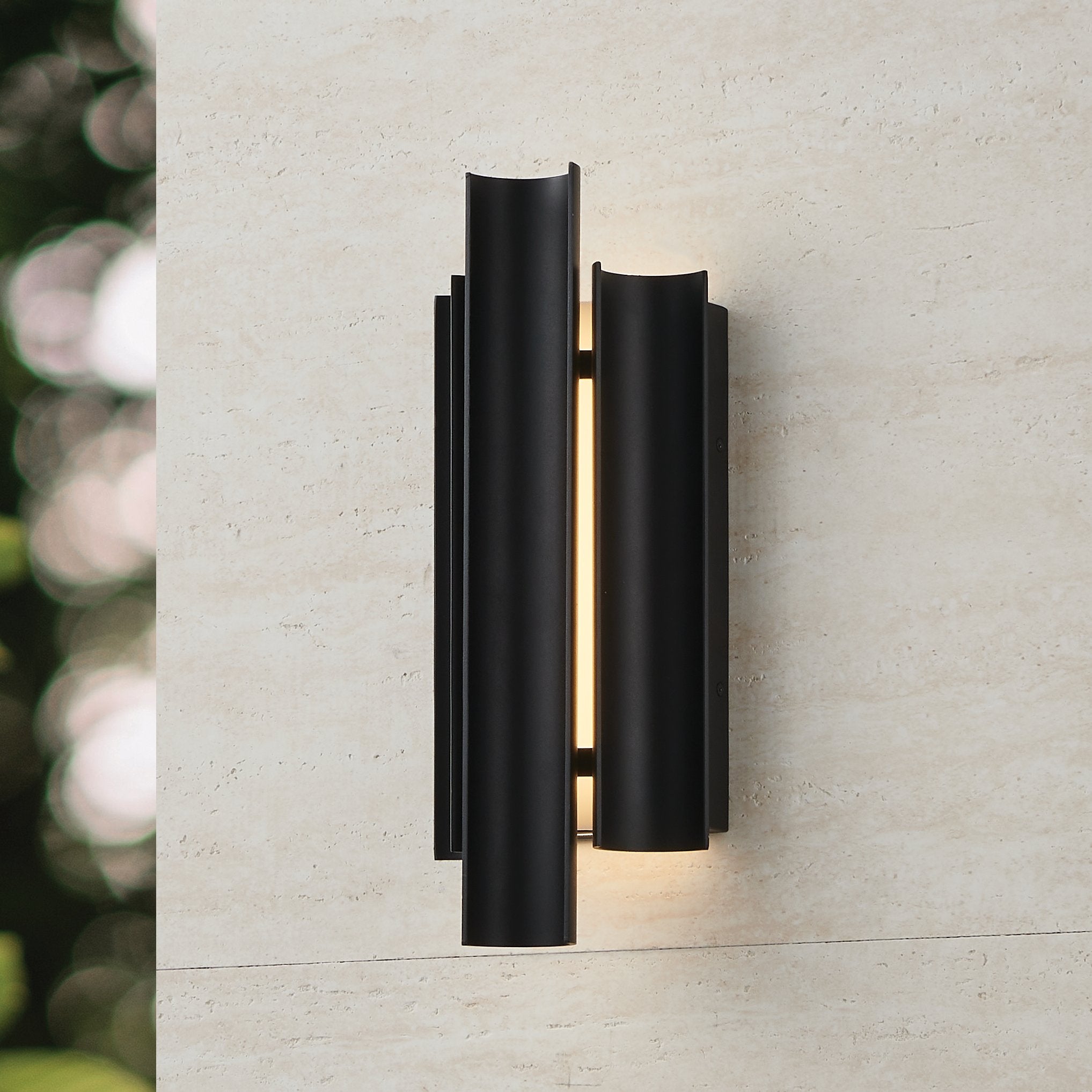 Kestrel 16-inch 3-light Textured Black 5CCT LED Exterior Wall Sconce