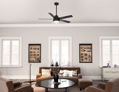 52 inch Aerodyne Wi-Fi Matte Black Ceiling Fan with LED Light Kit and Handheld Remote