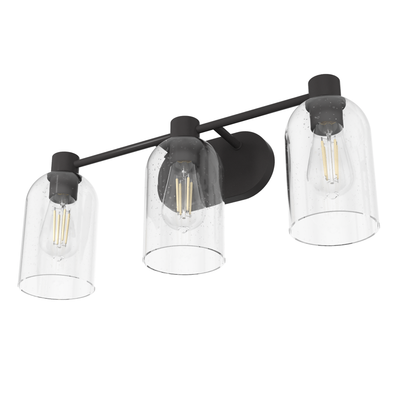 Lochemeade 22.5-inch 3-light Noble Bronze Vanity Light with Clear Seeded Glass