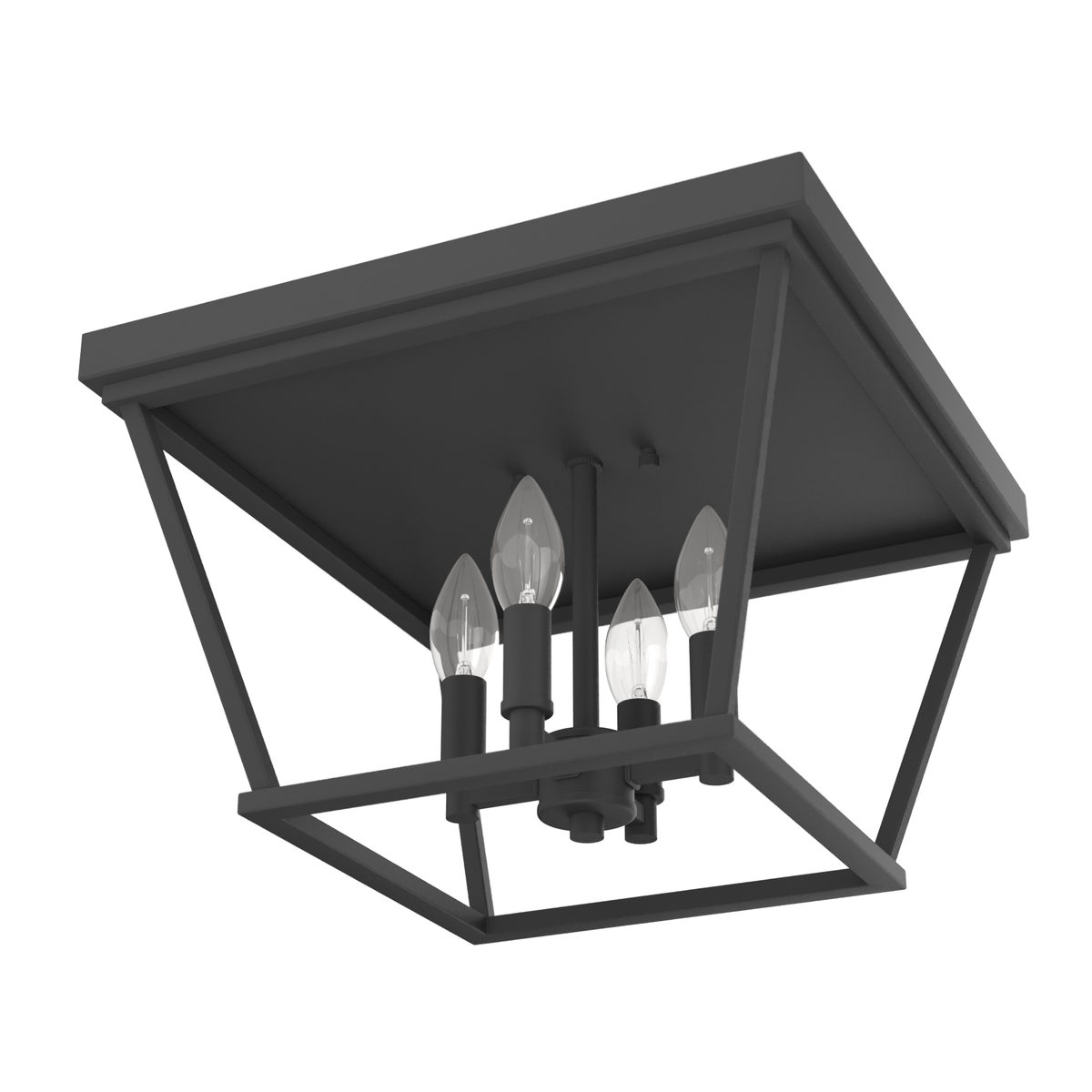 Laurel Ridge 14-inch 4-light Natural Black Iron Flush Mount Ceiling Light
