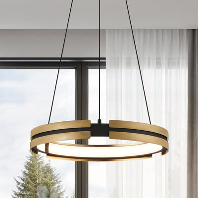 Grazia 24-inch Matte Black and Brushed Gold LED Chandelier
