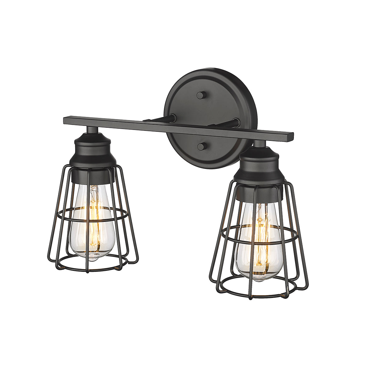 15.25-inch Matte Black 2-Light Bathroom Vanity Light