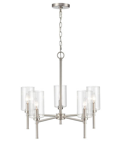 22.25'' Chastine Brushed Nickel 5 Light Chandelier