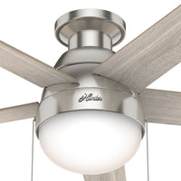 46 inch Anslee Brushed Nickel Low Profile Ceiling Fan with LED Light Kit and Pull Chain