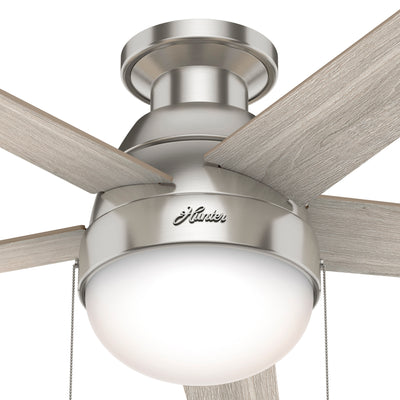 46 inch Anslee Brushed Nickel Low Profile Ceiling Fan with LED Light Kit and Pull Chain