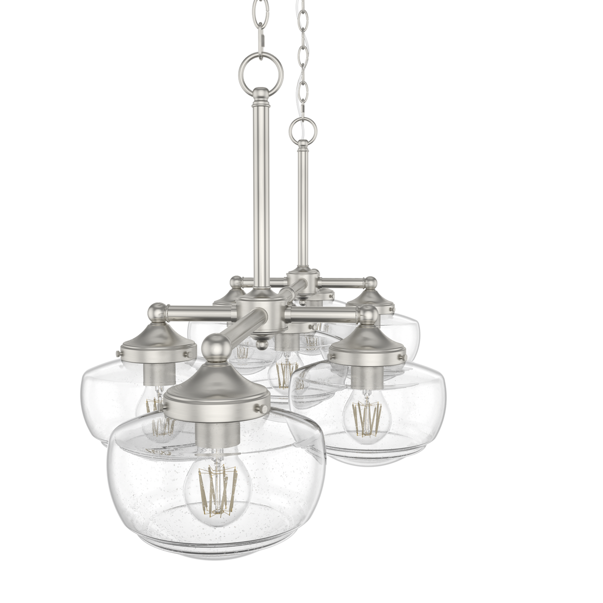 Saddle Creek 17.25-inch 7-light Brushed Nickel Linear Chandelier with Seeded Glass