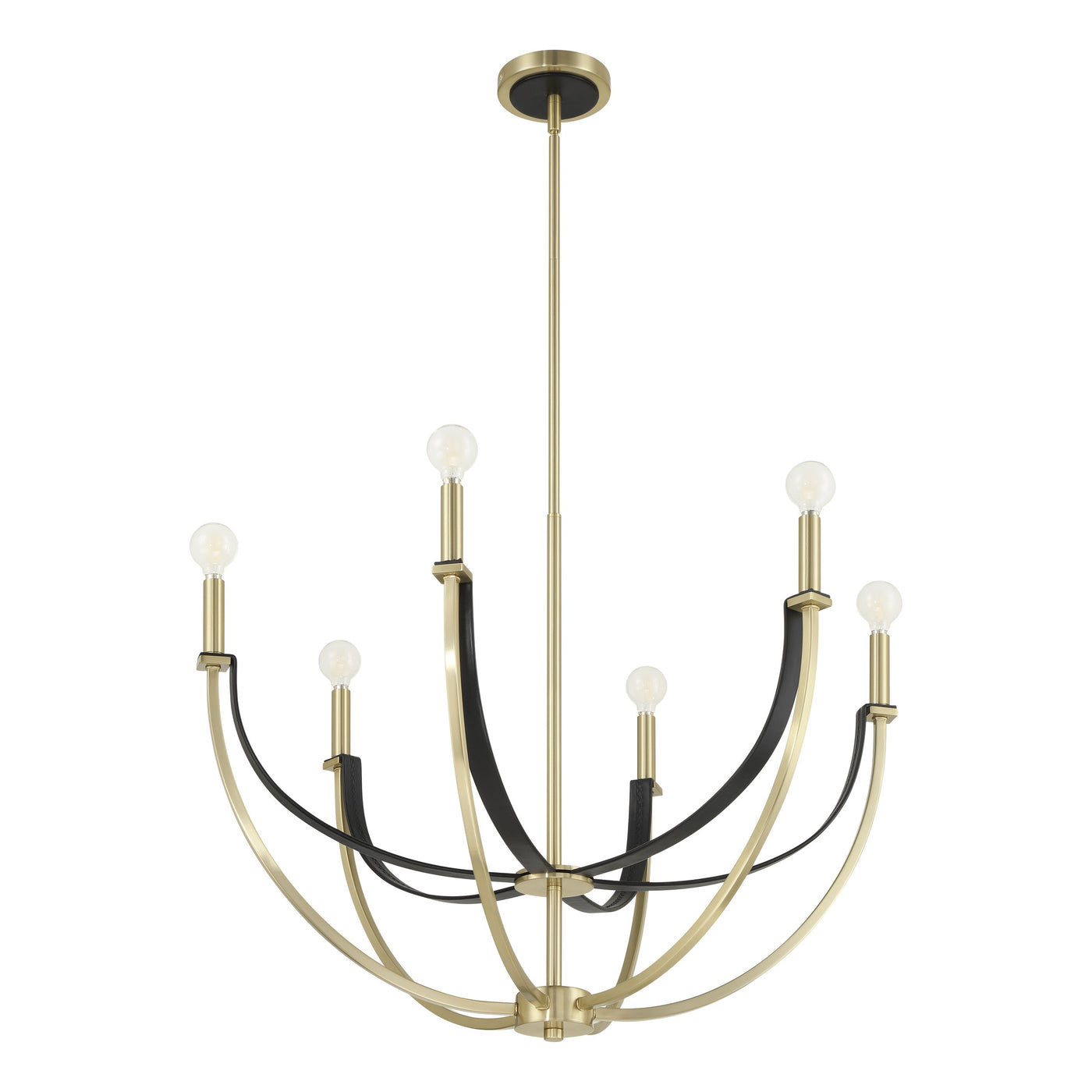 Sussex 29-inch 6-light Champagne Gold and Black Faux Leather Chandelier