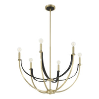 Sussex 29-inch 6-light Champagne Gold and Black Faux Leather Chandelier