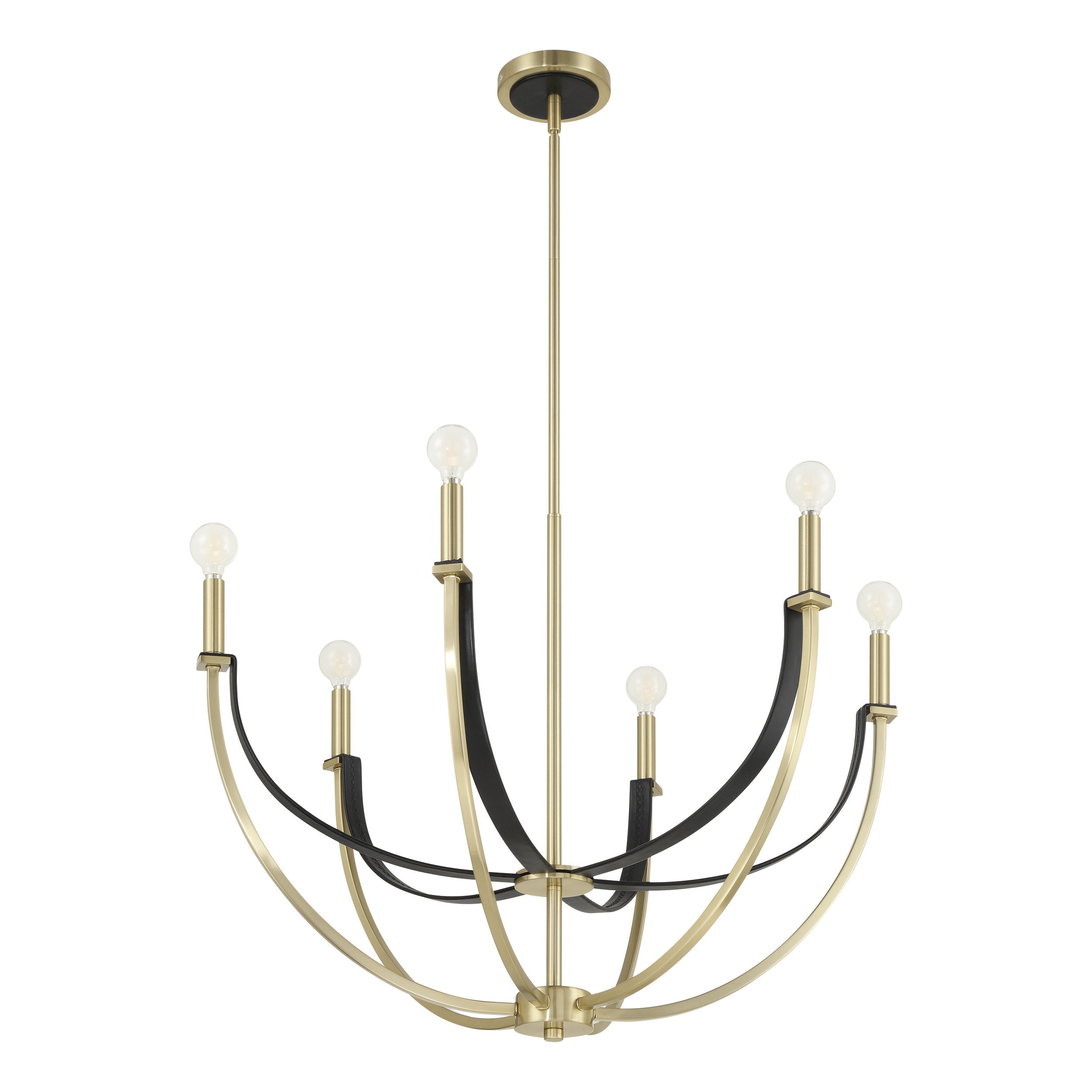 Sussex 29-inch 6-light Champagne Gold and Black Faux Leather Chandelier