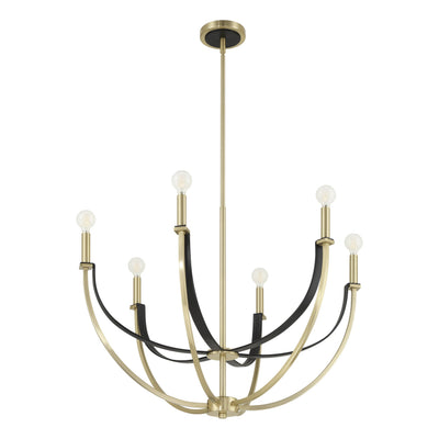 Sussex 29-inch 6-light Champagne Gold and Black Faux Leather Chandelier