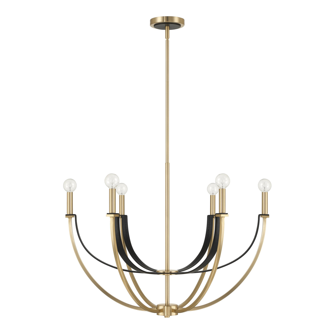 Sussex 29-inch 6-light Champagne Gold and Black Faux Leather Chandelier