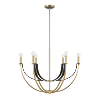 Sussex 29-inch 6-light Champagne Gold and Black Faux Leather Chandelier