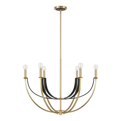 Sussex 29-inch 6-light Champagne Gold and Black Faux Leather Chandelier