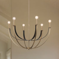 Sussex 29-inch 6-light Champagne Gold and Black Faux Leather Chandelier