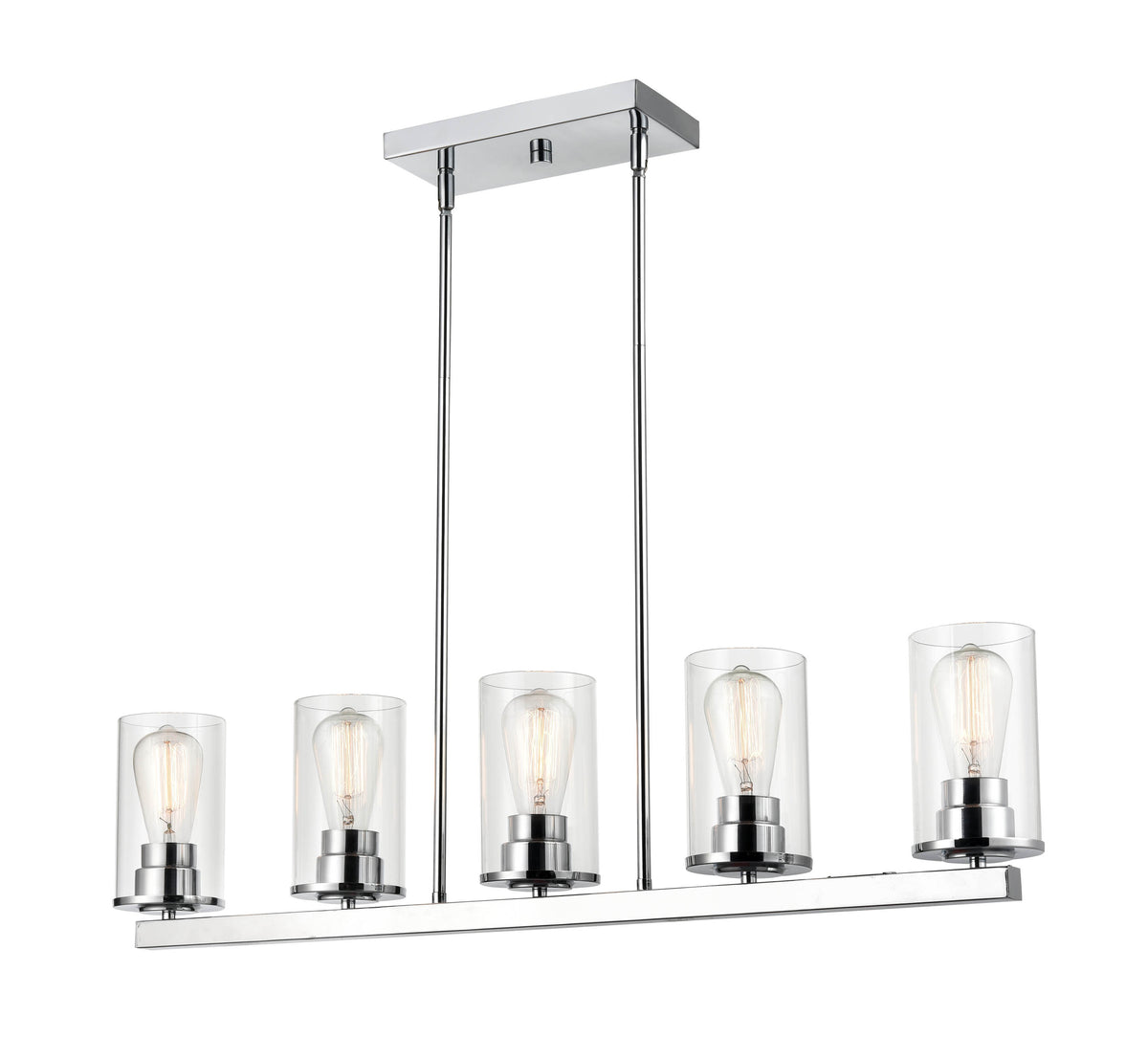 40-inch Verlana Chrome 5-Light Clear Glass Linear Chandelier