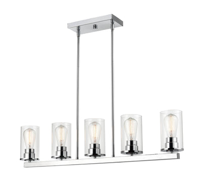 40-inch Verlana Chrome 5-Light Clear Glass Linear Chandelier