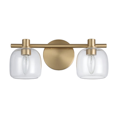 Valentina 15-inch 2-light Champagne Gold Vanity Light with Clear Glass Shades