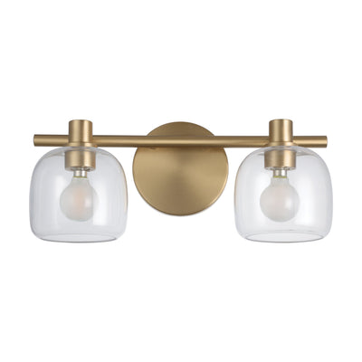 Valentina 15-inch 2-light Champagne Gold Vanity Light with Clear Glass Shades