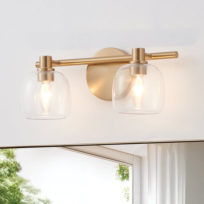Valentina 15-inch 2-light Champagne Gold Vanity Light with Clear Glass Shades