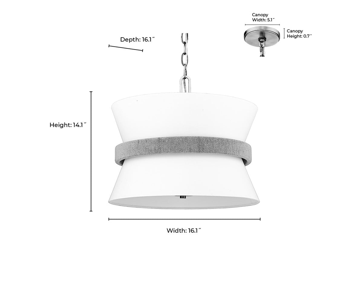 14.1'' Kimbry Brushed Nickel 3 Light Pendant