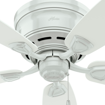 48 inch Sea Wind White Low Profile Damp Rated Ceiling Fan and Pull Chain