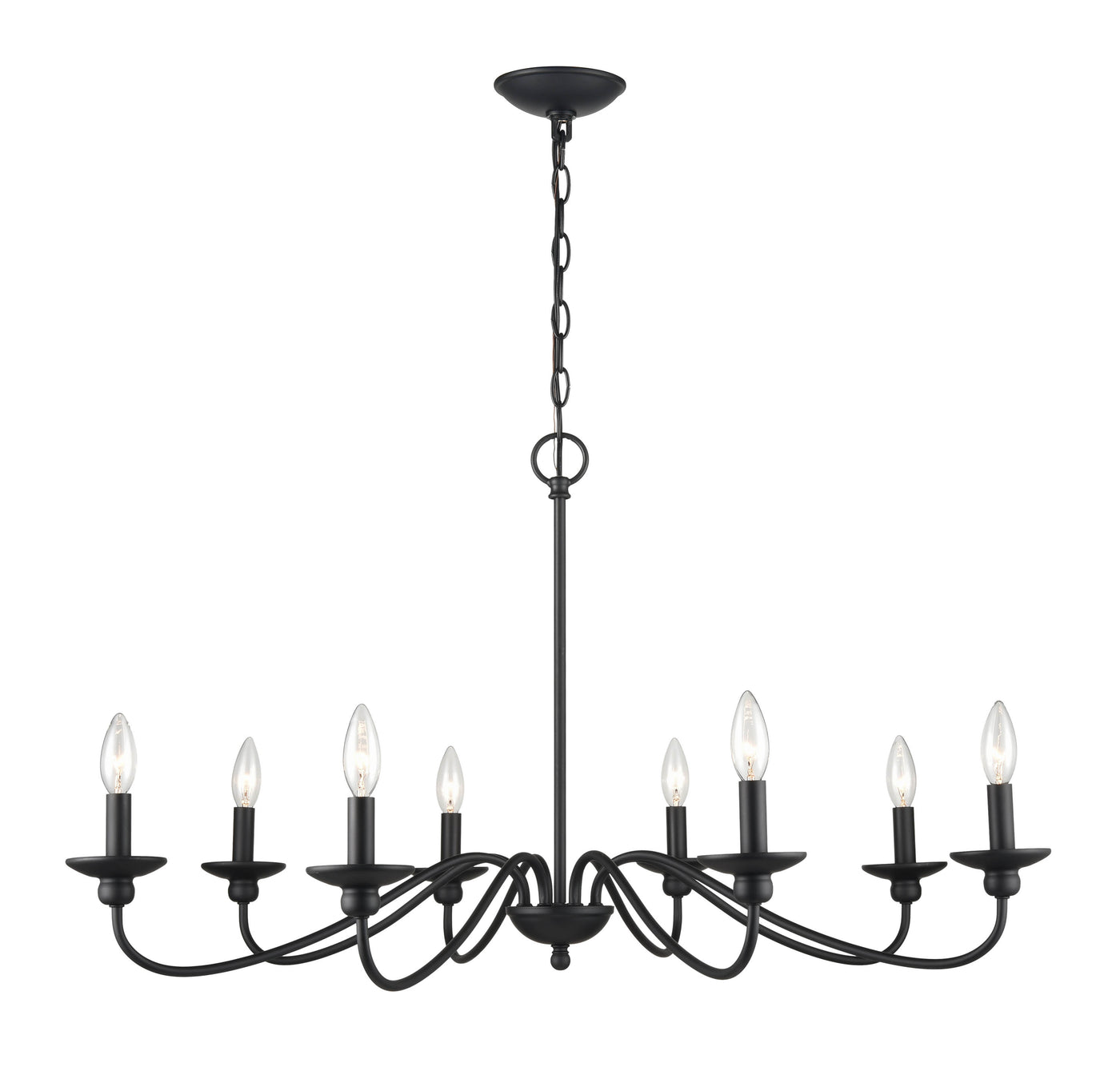 20.5'' Delvona Matte Black 8 Light Chandelier
