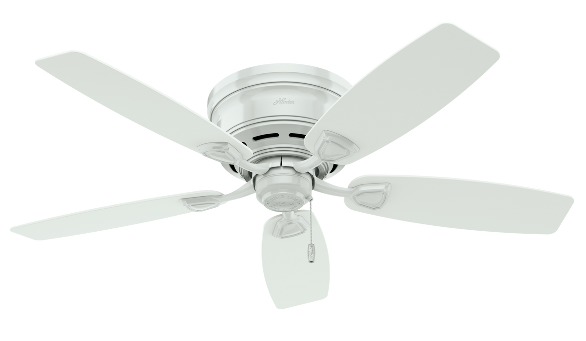48 inch Sea Wind White Low Profile Damp Rated Ceiling Fan and Pull Chain