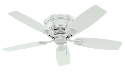 48 inch Sea Wind White Low Profile Damp Rated Ceiling Fan and Pull Chain