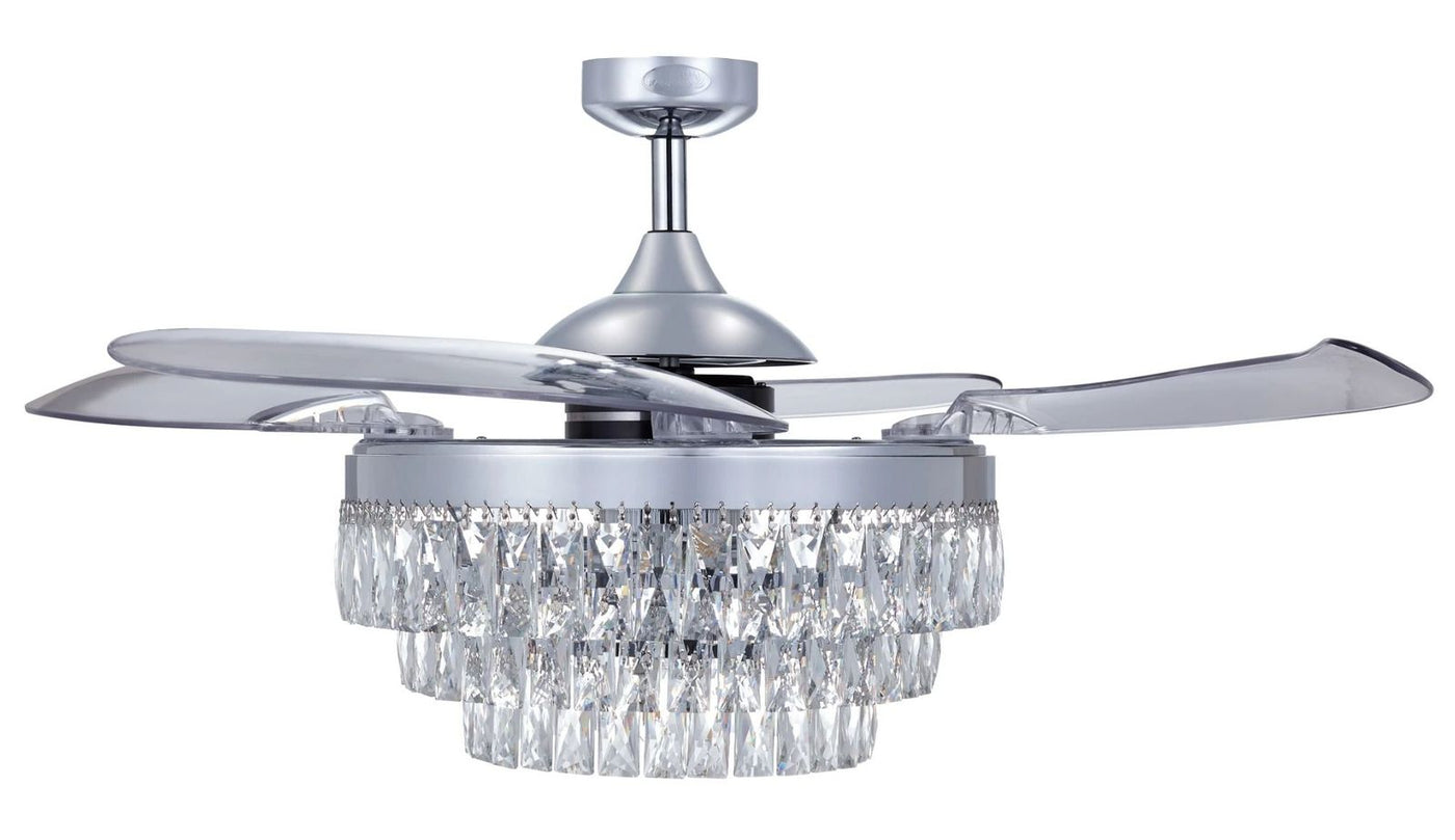 48 Inch Chrome Retractable Blade Ceiling Fan