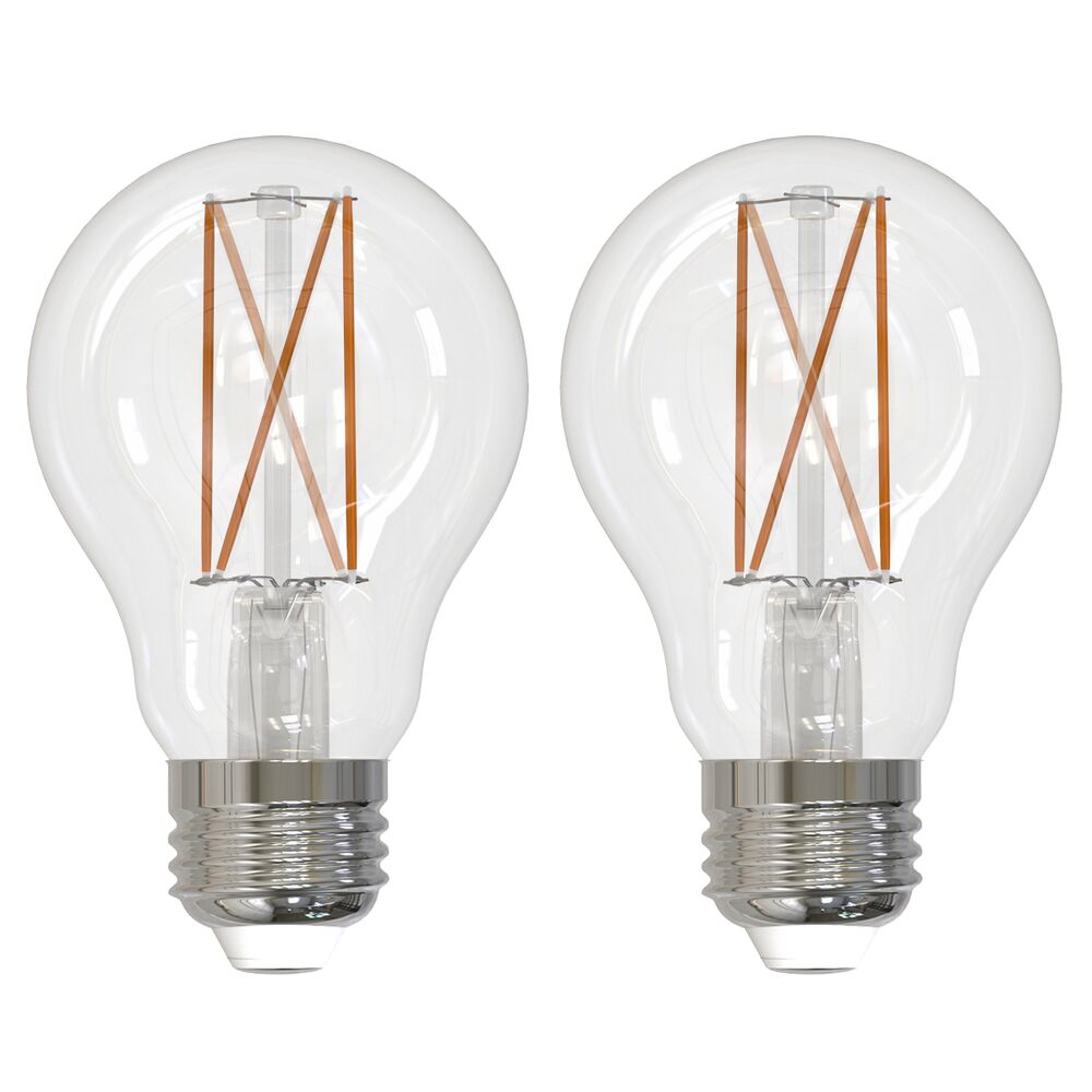 A19 8.5W Dimmable Clear Filament LED Light Bulb with E26 Base, 3000K, 850 Lumens, 2-Pack