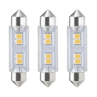 T3 0.8W Non-Dimmable White LED Light Bulb with FESTOON Base, 3000K, 55 Lumens, 12V, 3-Pack
