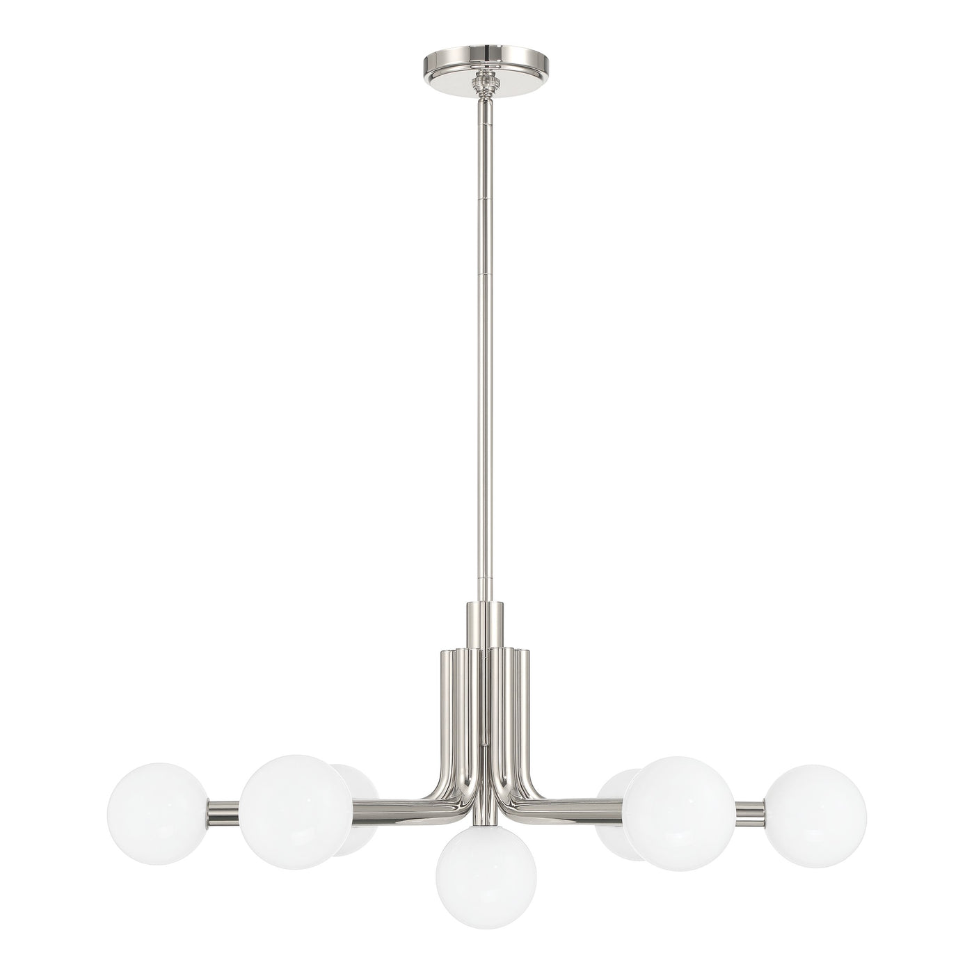 Stockholm 29-inch 7-light Polished Nickel Chandelier with Opal Glass Shades
