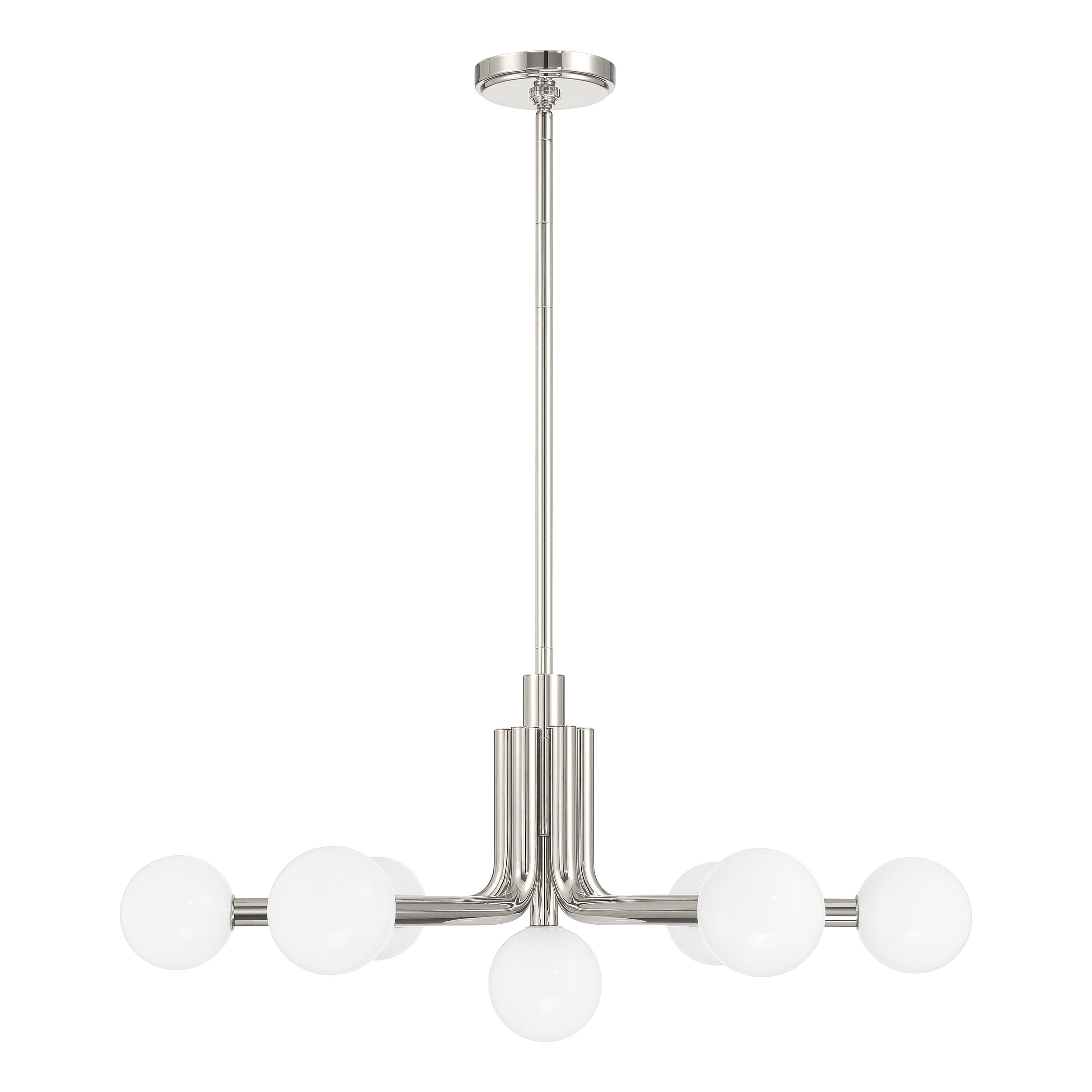 Stockholm 29-inch 7-light Polished Nickel Chandelier with Opal Glass Shades