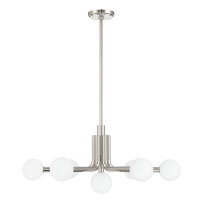 Stockholm 29-inch 7-light Polished Nickel Chandelier with Opal Glass Shades