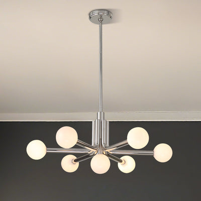 Stockholm 29-inch 7-light Polished Nickel Chandelier with Opal Glass Shades