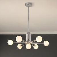 Stockholm 29-inch 7-light Polished Nickel Chandelier with Opal Glass Shades
