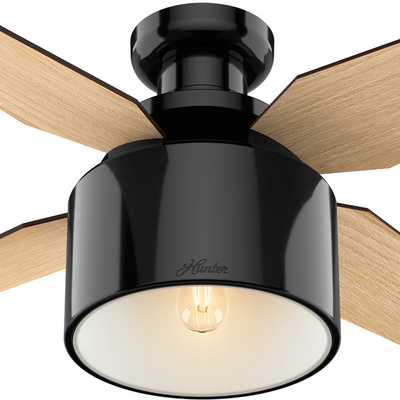 52 inch Cranbrook Gloss Black Low Profile Ceiling Fan with LED Light Kit and Handheld Remote