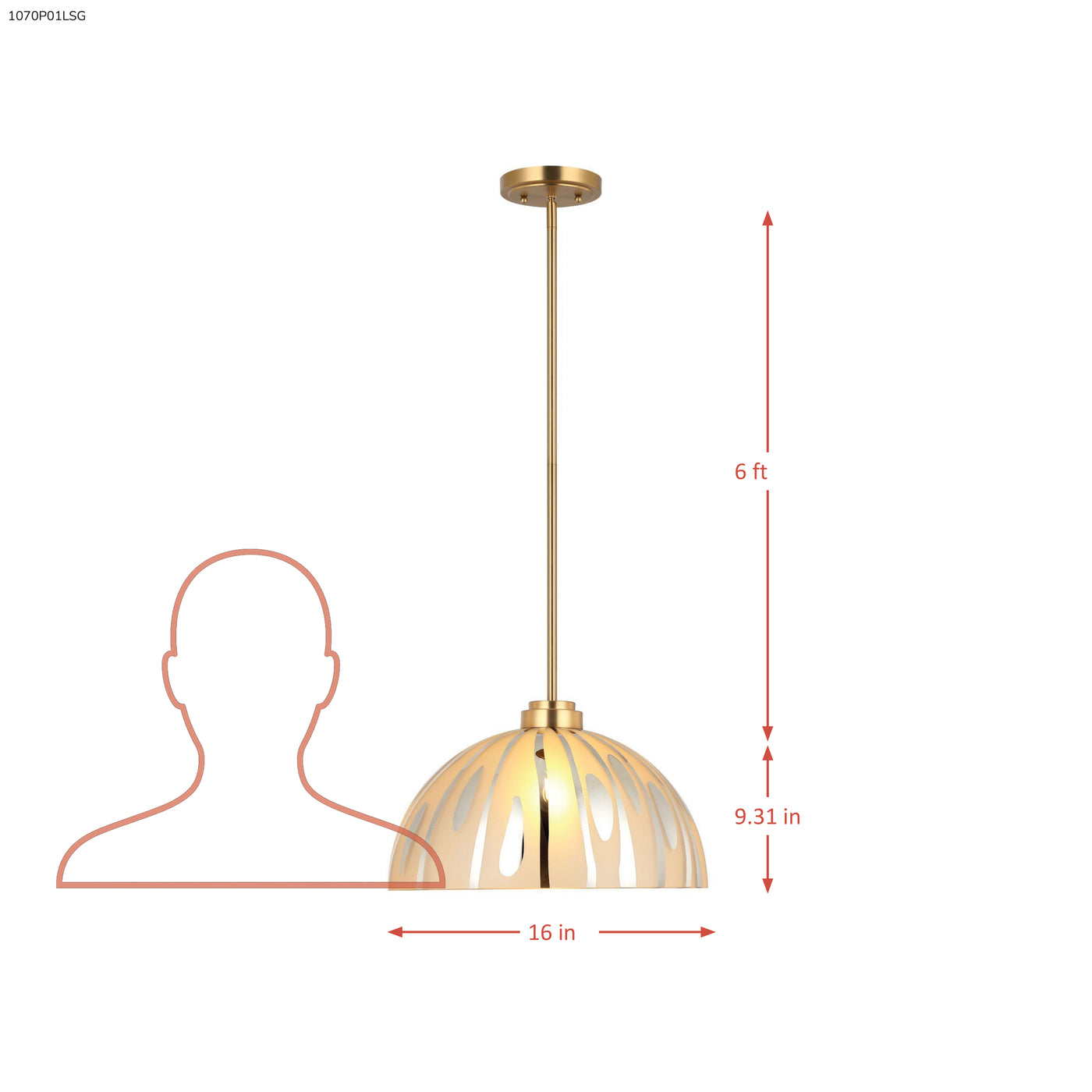 Chroman Empire 1 Light 16 in Dome Pendant