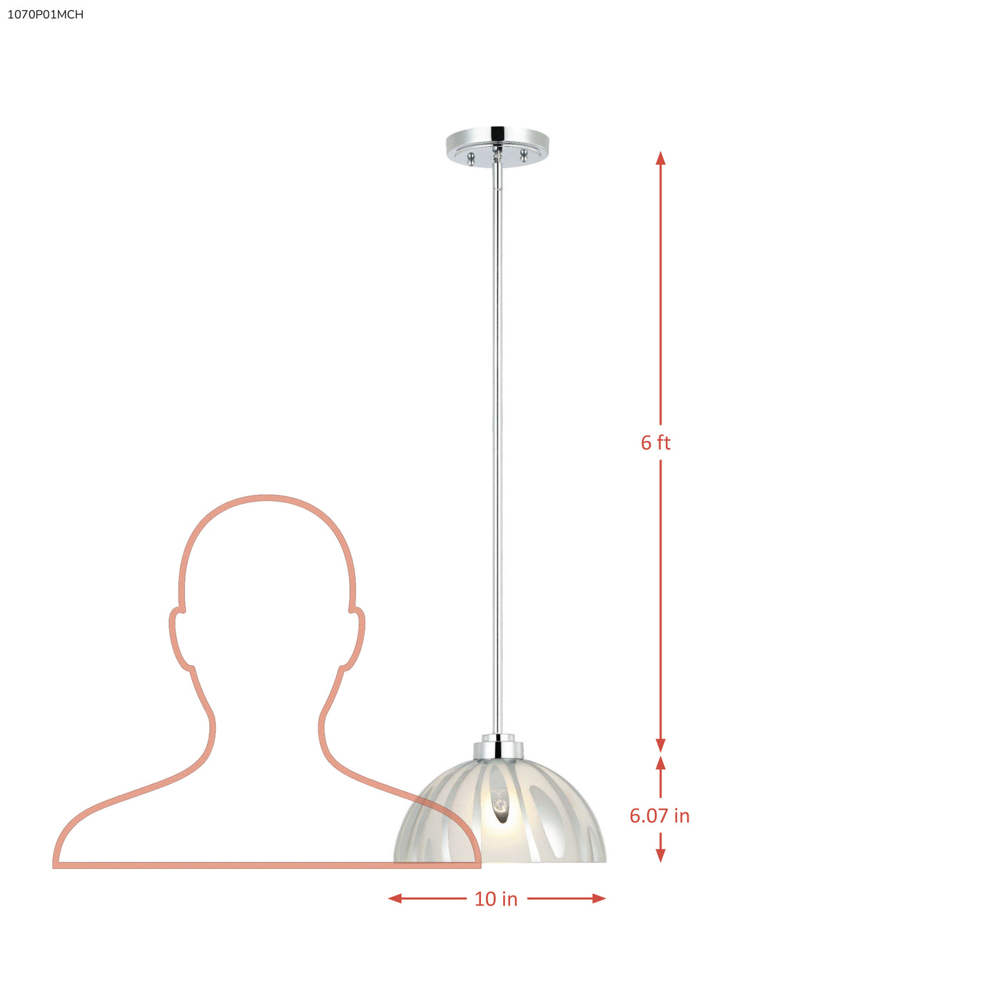 Chroman Empire 1 Light 10 in Dome Pendant