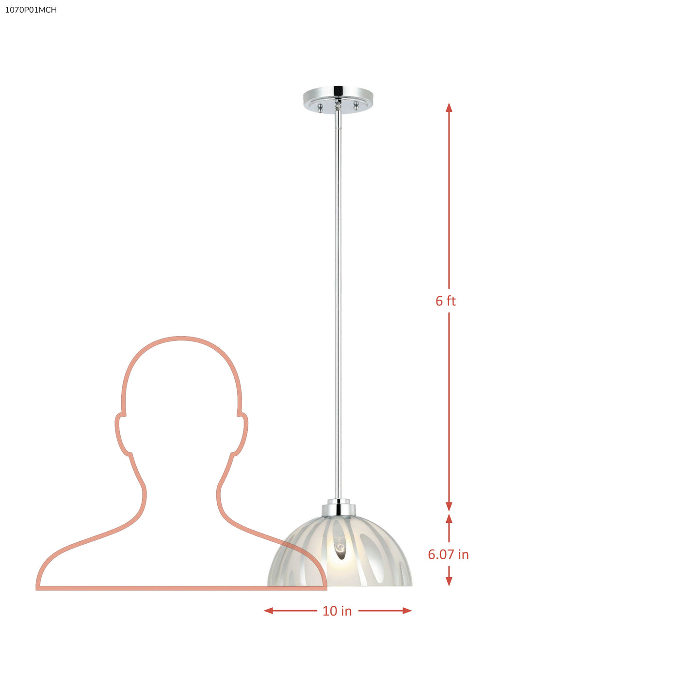 Chroman Empire 1 Light 10 in Dome Pendant