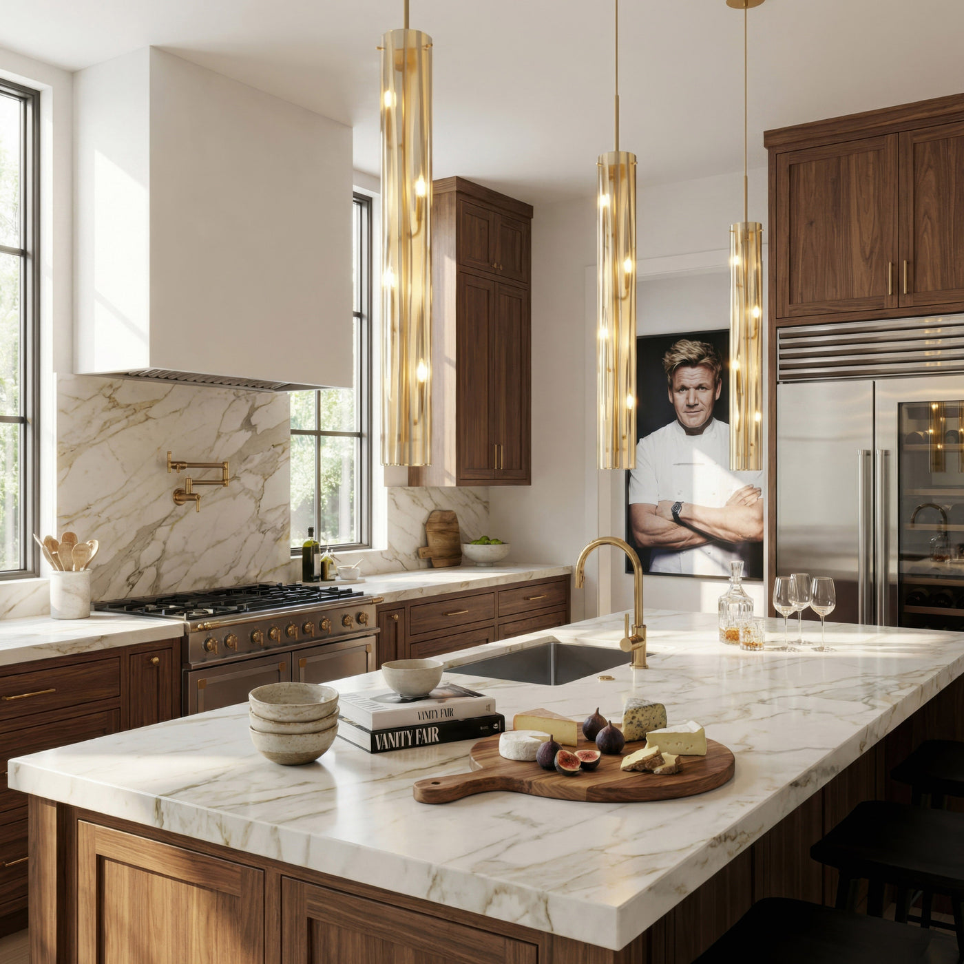 Chroman Empire 4 Light Tall Cylinder Pendant