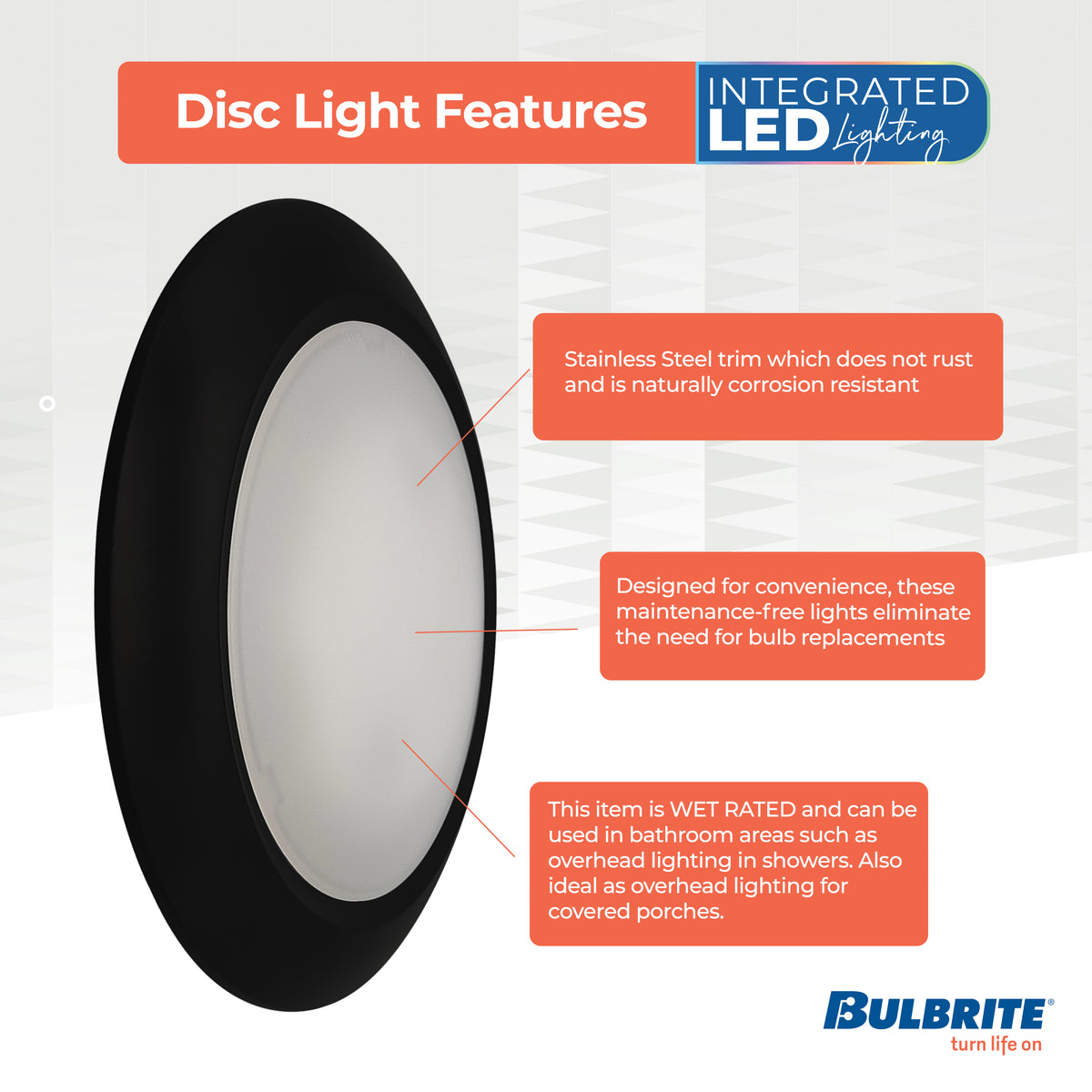 10-inch Black 25W Dimmable LED Disc Downlight, 3000K, 2000 Lumens