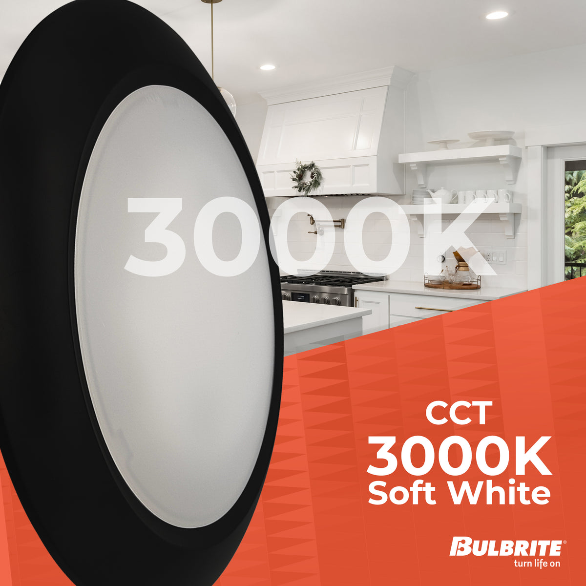 10-inch Black 25W Dimmable LED Disc Downlight, 3000K, 2000 Lumens